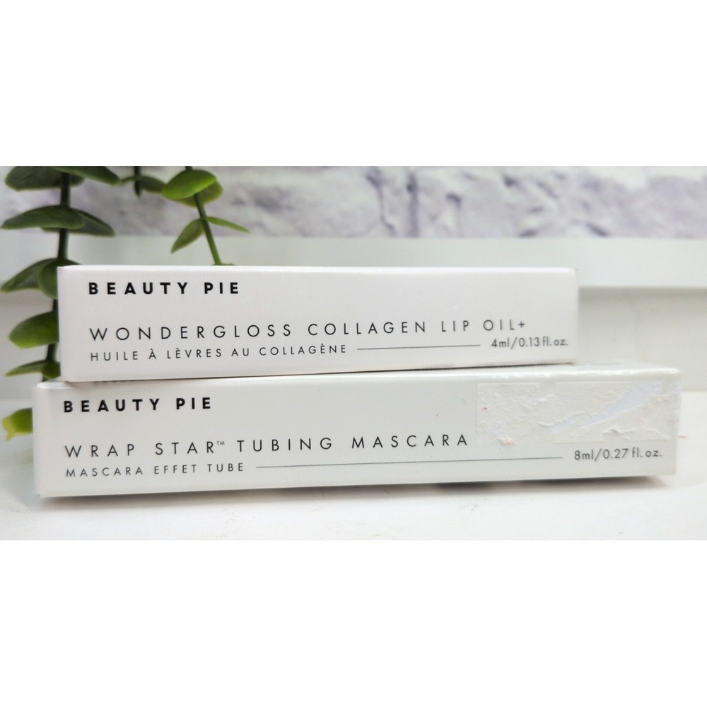 NIB LOT 2!🥰Beauty Pie Wondergloss Collagen Lip Oil+ & Wrap Star Tubing Mascara